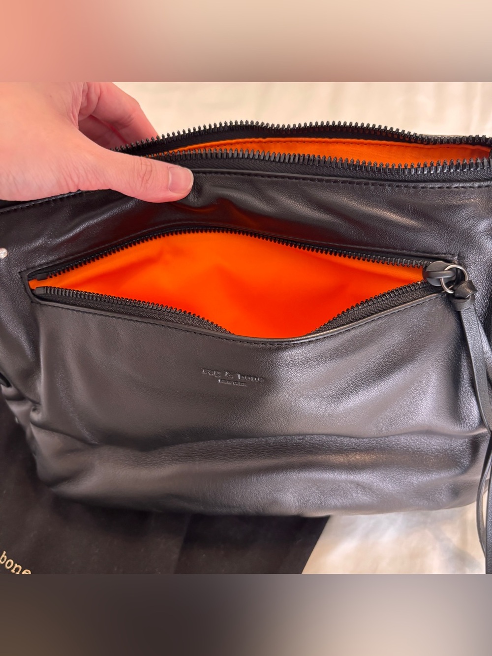 Rag & bone black gunmetal puffy field messenger bag - Picture 3 of 16